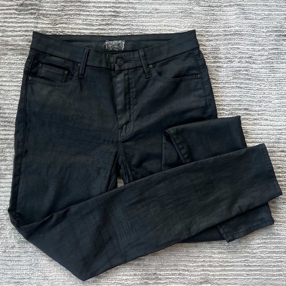 MOTHER Slim Black Coated Jeans - Stretch Slim Fit